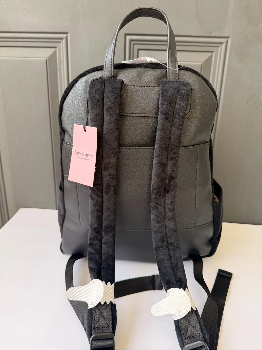 Juicy Couture Black Backpack with Pink Lace Bow and Charm